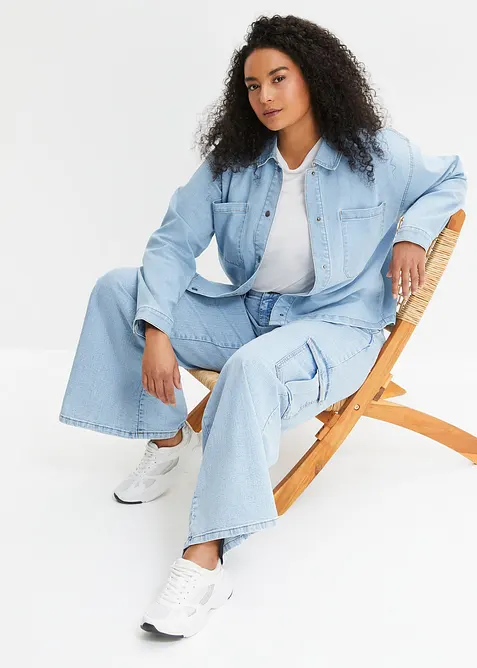 Jeans cargo wide leg, vita media, bonprix