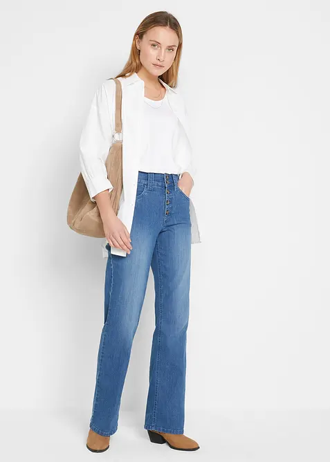 Jeans elasticizzati straight, vita alta, bonprix