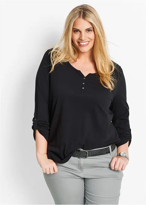 Maglia con bottoncini in puro cotone biologico, bonprix