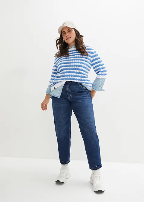 Mom jeans cropped low stretch, vita alta, bonprix