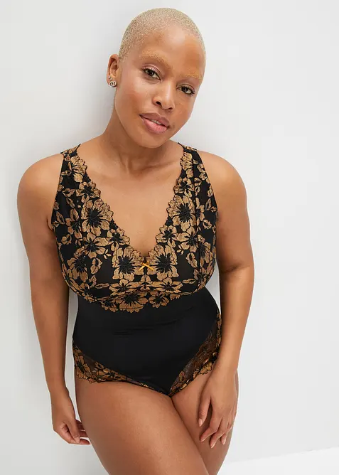 Body senza ferretto con pizzo floreale, bonprix