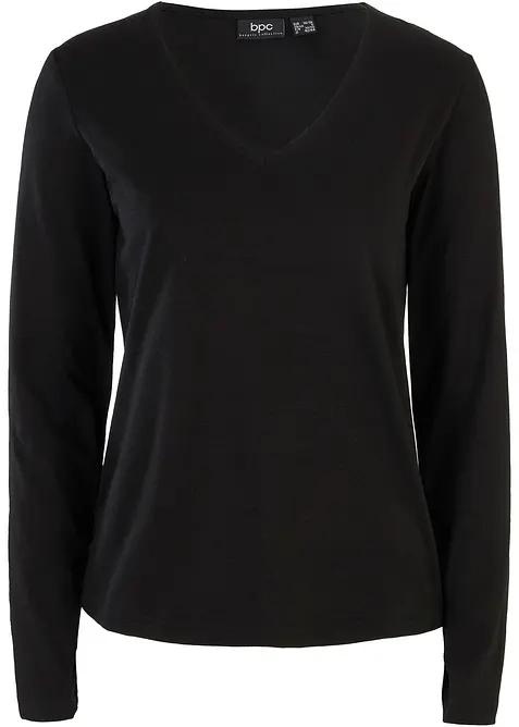 Maglia a maniche lunghe con scollo a V in cotone biologico, bonprix