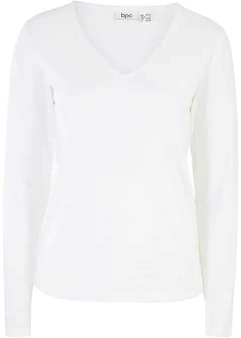 Maglia a maniche lunghe con scollo a V in cotone biologico, bonprix