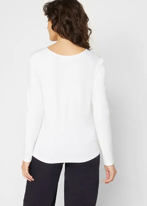 Maglia a maniche lunghe con scollo a V in cotone biologico, bonprix
