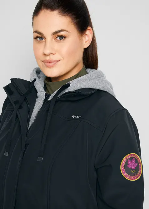 Giacca lunga 2 in 1 in softshell idrorepellente, bonprix