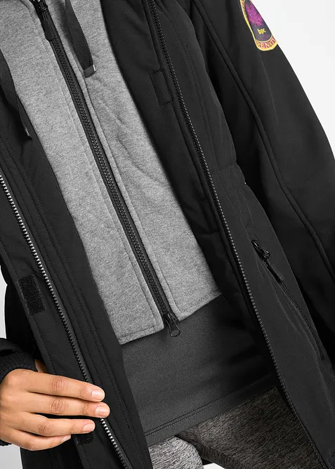 Giacca lunga 2 in 1 in softshell idrorepellente, bonprix
