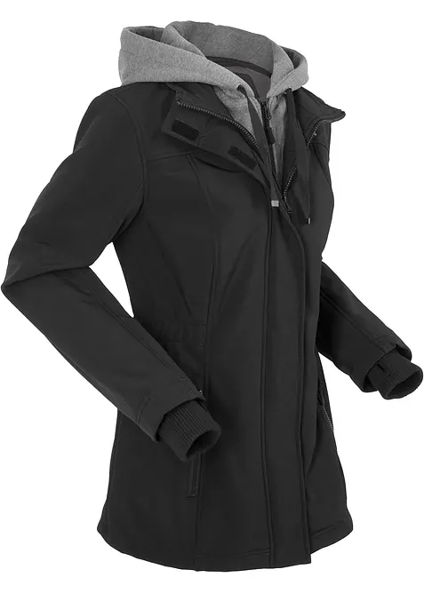Giacca lunga 2 in 1 in softshell idrorepellente, bonprix