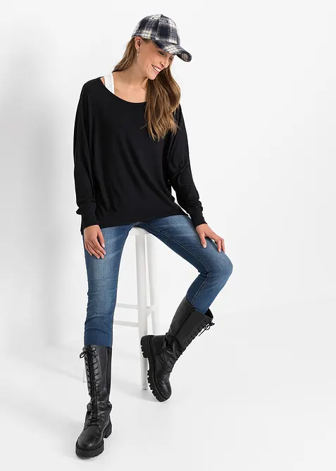 Maglia lunga con top in misto viscosa, bonprix