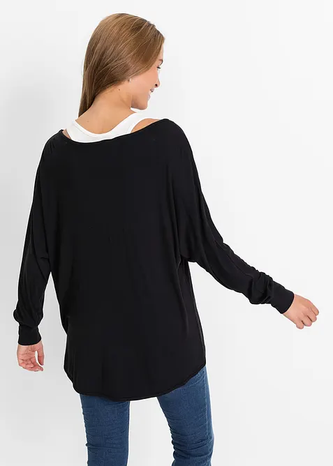 Maglia lunga con top in misto viscosa, bonprix