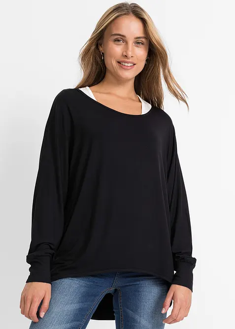 Maglia lunga con top in misto viscosa, bonprix