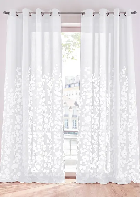 Tenda  in tessuto devoré con foglie (pacco da 1), bonprix