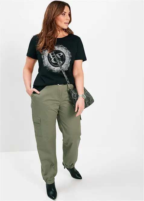 Pantaloni cargo elasticizzati con cotone, bonprix