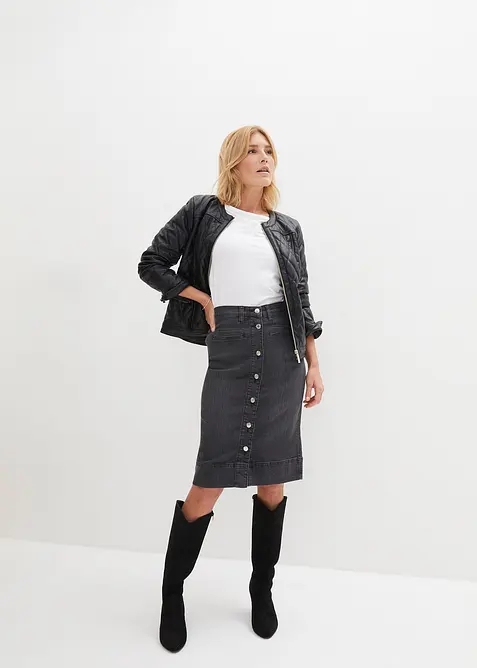 Gonna di jeans con bottoni decorativi, bonprix