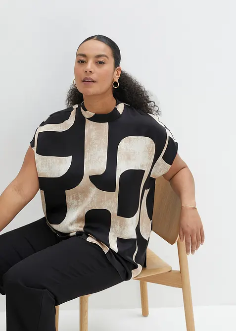 Blusa stile tunica in satin, bonprix