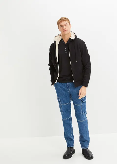 Maglia serafino a maniche lunghe in puro cotone biologico, slim fit, bonprix