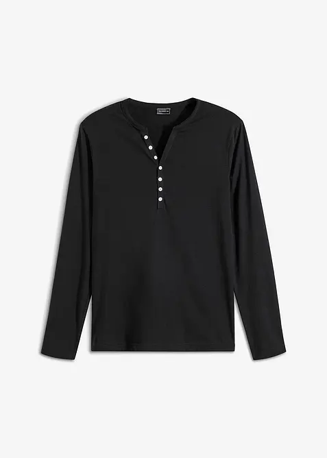 Maglia serafino a maniche lunghe in puro cotone biologico, slim fit, bonprix