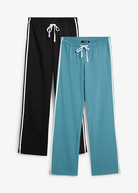 Pantaloni in felpa di puro cotone pesante (pacco da 2), bonprix