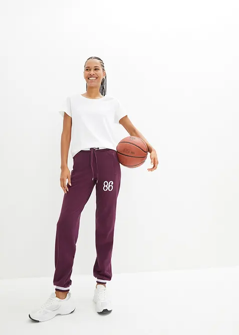 Pantaloni in felpa di misto cotone elasticizzato, bonprix