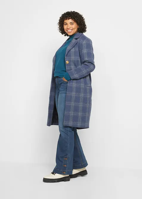 Maglione basic in filato fine con collo dritto e cotone riciclato, bonprix