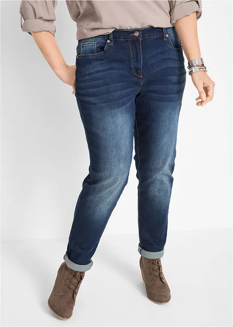 Jeans boyfriend elasticizzati, vita media, bonprix
