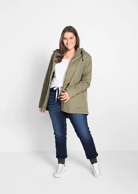 Jeans boyfriend con cinta comoda, vita media, bonprix