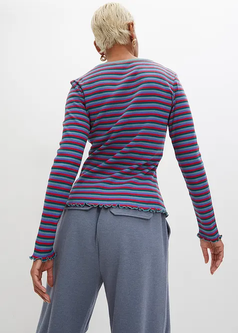 Maglia a costine a righe in cotone biologico, bonprix