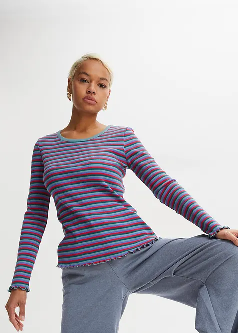 Maglia a costine a righe in cotone biologico, bonprix