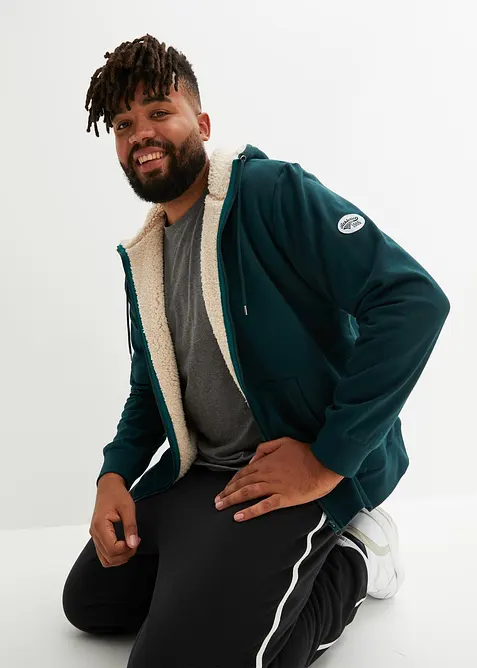 Felpa termica con zip e fodera in pile morbido, bonprix