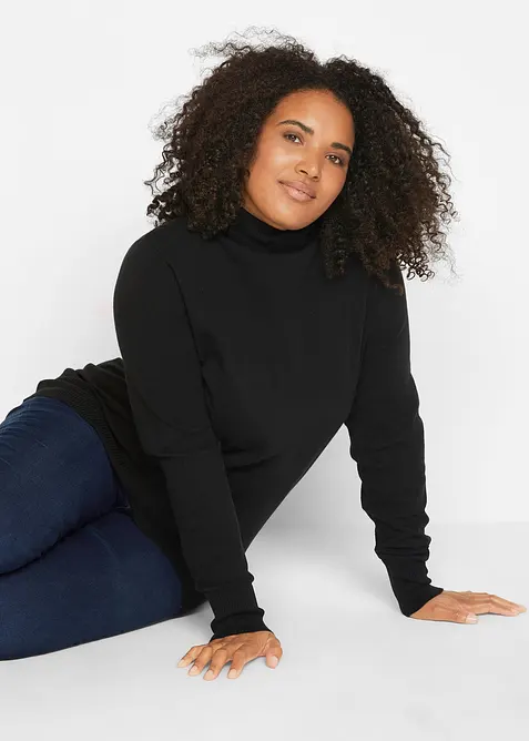 Maglione a collo alto in filato fine, bonprix