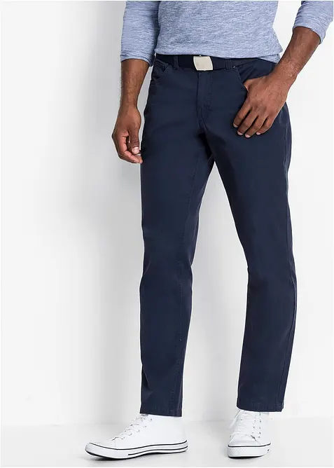 Pantaloni regular fit in twill di puro cotone, straight, bonprix