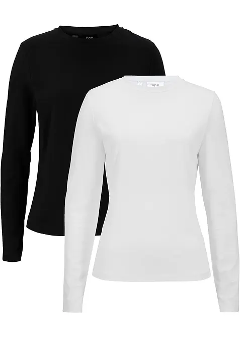 Maglia slim fit con puro cotone biologico (pacco da 2), bonprix