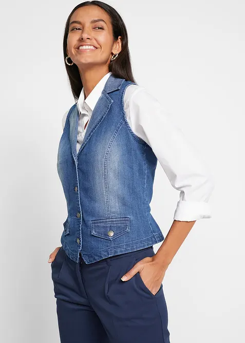 Gilet in denim elasticizzato, bonprix