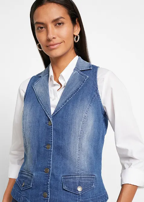 Gilet in denim elasticizzato, bonprix