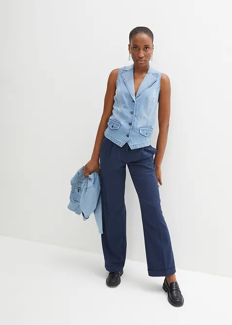 Gilet in denim elasticizzato, bonprix