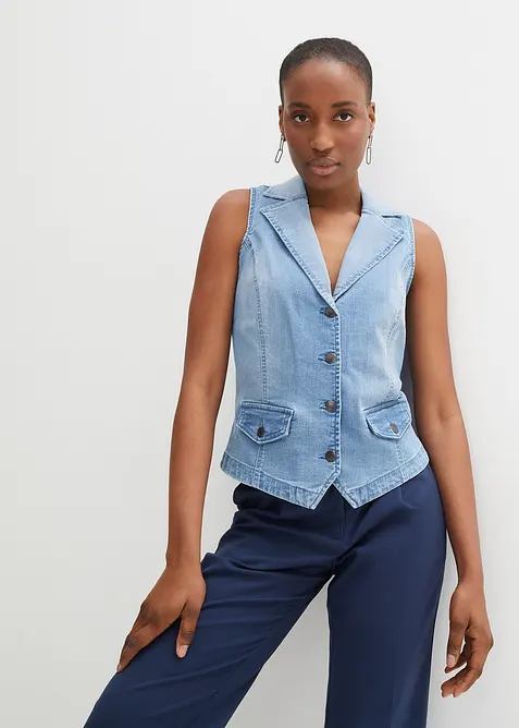 Gilet in denim elasticizzato, bonprix