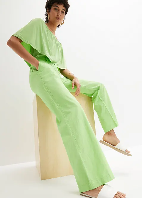 Pantaloni in tessuto misto lino e cotone, bonprix