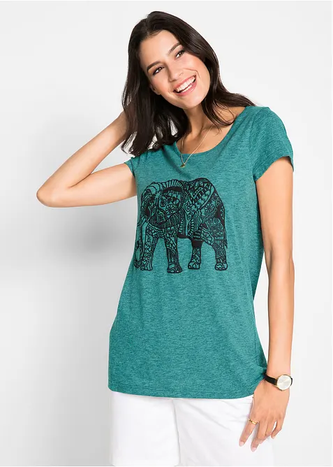 T-shirt in cotone biologico con stampa, bonprix