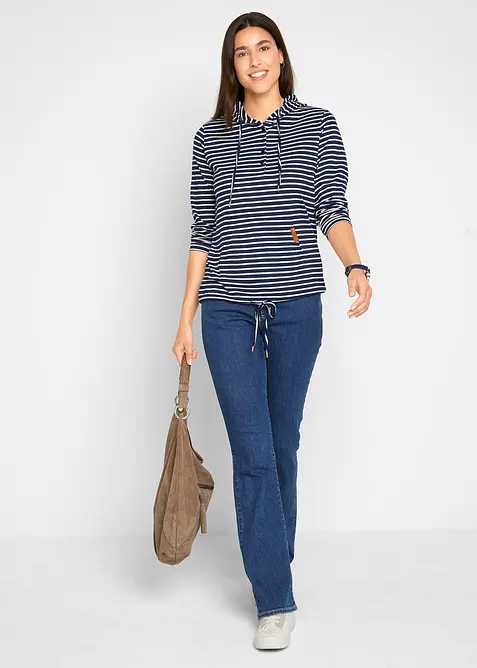 Jeans bootcut in cotone biologico, vita media, bonprix