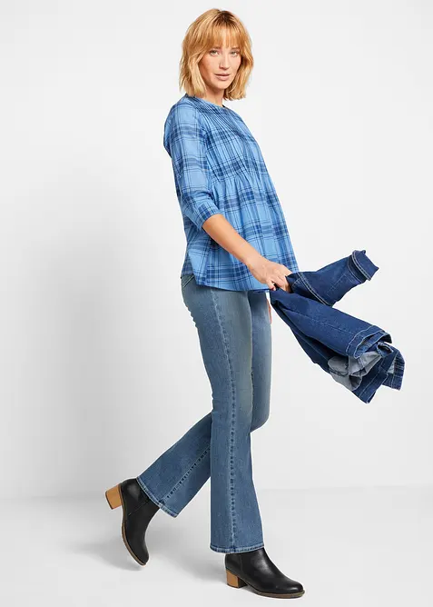 Jeans bootcut in cotone biologico, vita media, bonprix