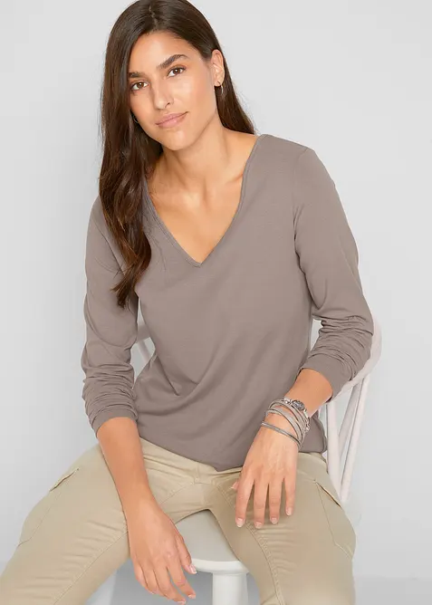 Maglia a maniche lunghe aderente (pacco da 2), bonprix