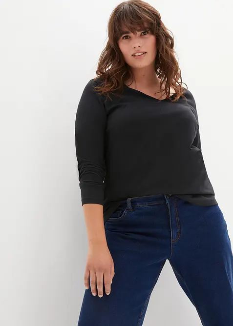 Maglia a maniche lunghe aderente (pacco da 2), bonprix