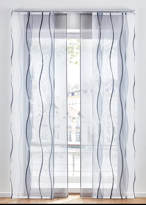 Tenda a pannello in tinta unita e in fantasia (pacco da 2), bonprix