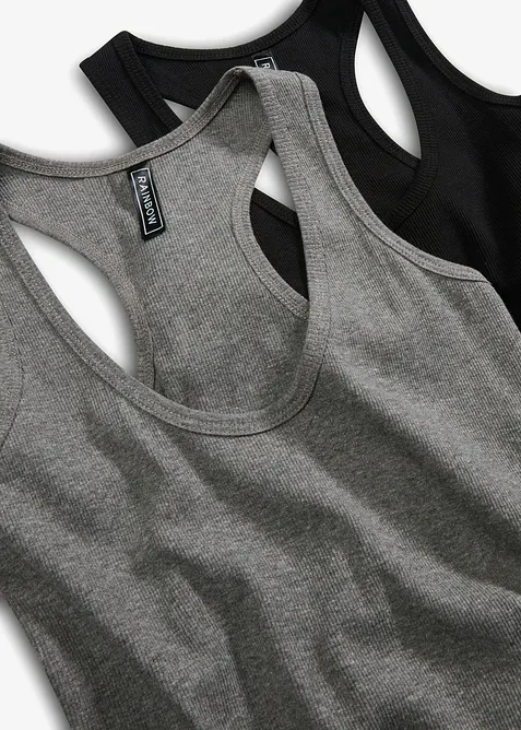 Canotta a costine in puro cotone biologico (pacco da 2), bonprix