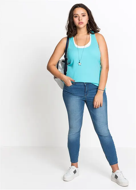 Jeans skinny cropped, vita media, bonprix