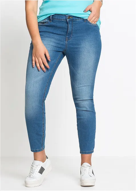 Jeans skinny cropped, vita media, bonprix