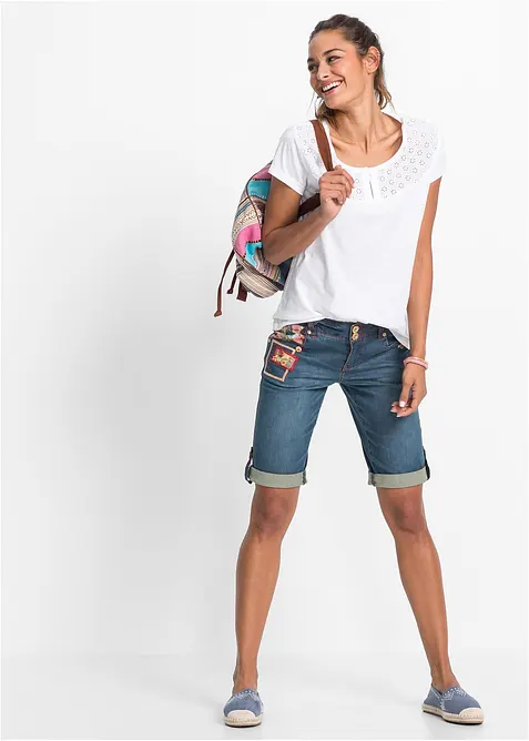 Bermuda in jeans, vita media, bonprix