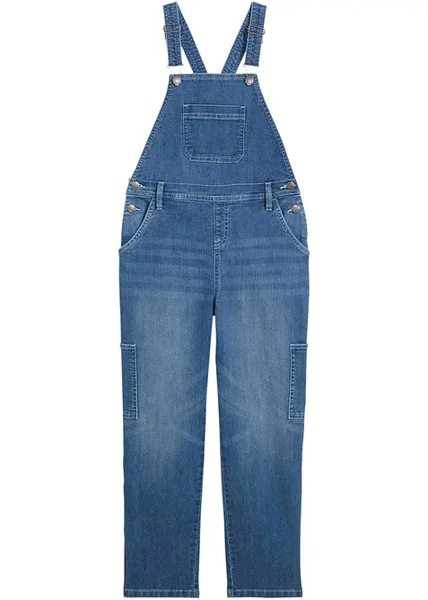 Salopette di jeans, vita media, bonprix