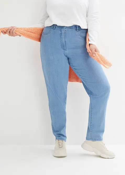 Mom jeans elasticizzati, vita alta, bonprix