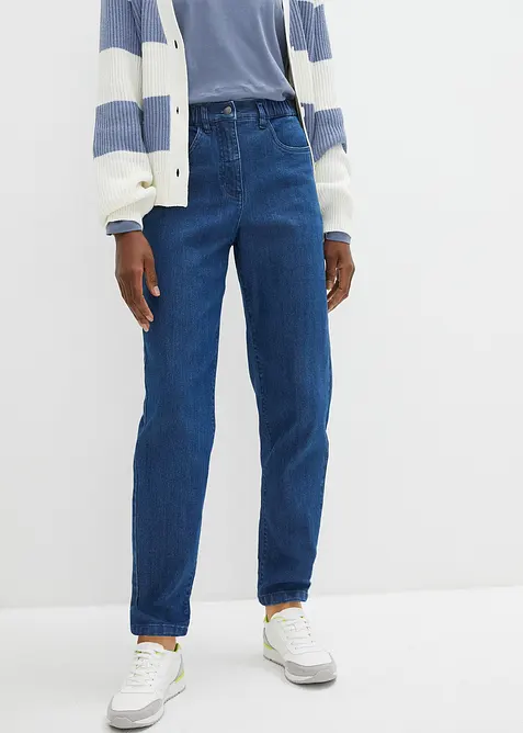 Mom jeans elasticizzati, vita alta, bonprix