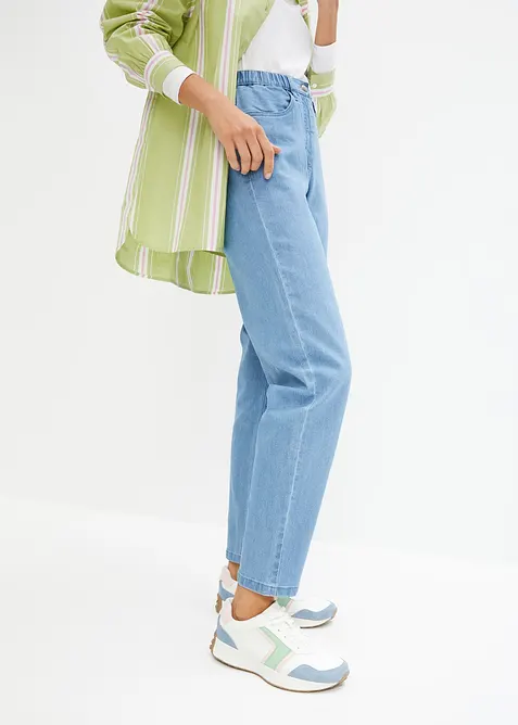 Mom jeans elasticizzati, vita alta, bonprix